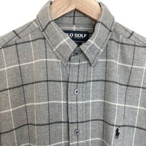 POLO GOLF RALPH LAUREN Lofting Flannel Plaid Button Down Shirt Gray